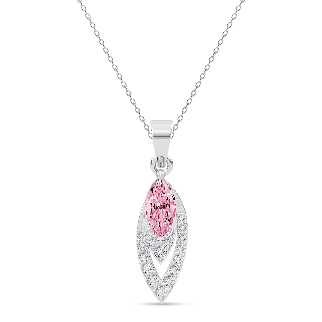 925 Sterling Silver Vennie Pendant Necklace with Chain | Platinum Plated |Minimal Daily Wear | Gift for Women & Girls