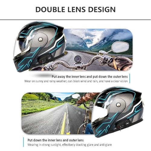 Casco abatible para moto con altavoces duales y protector solar 3