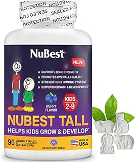 NuBest Tall Kids - Helps Kids Grow & Develop Healthily - Immunity & Bone Strength Support - Multivitamins & Minerals for Kids Ages 2 to 9 - Fun Animal Shapes - 90 Chewable Berry Tablets (1 Pack)