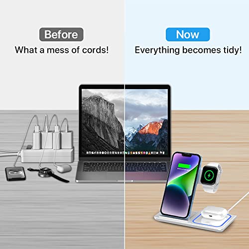 Wireless Charger,Mildily 3 In 1 Wireless Charging Station For Apple Iphone/Iwatch/Airpods,Iphone 13,12,11 (Pro, Pro Max)/Xs Max/Xr/Xs/X/8(Plus),Iwatch 7/6/Se/5/4/3/2,Airpods 3/2/Pro（White） #TOP5
