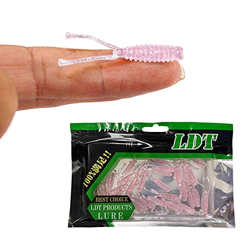 LDT ワームセット 4色 30個 0.35g/40mm ガルプ ワーム バス ジグヘッド ルアー ヒラメ 根魚 (ピンク) 1枚目