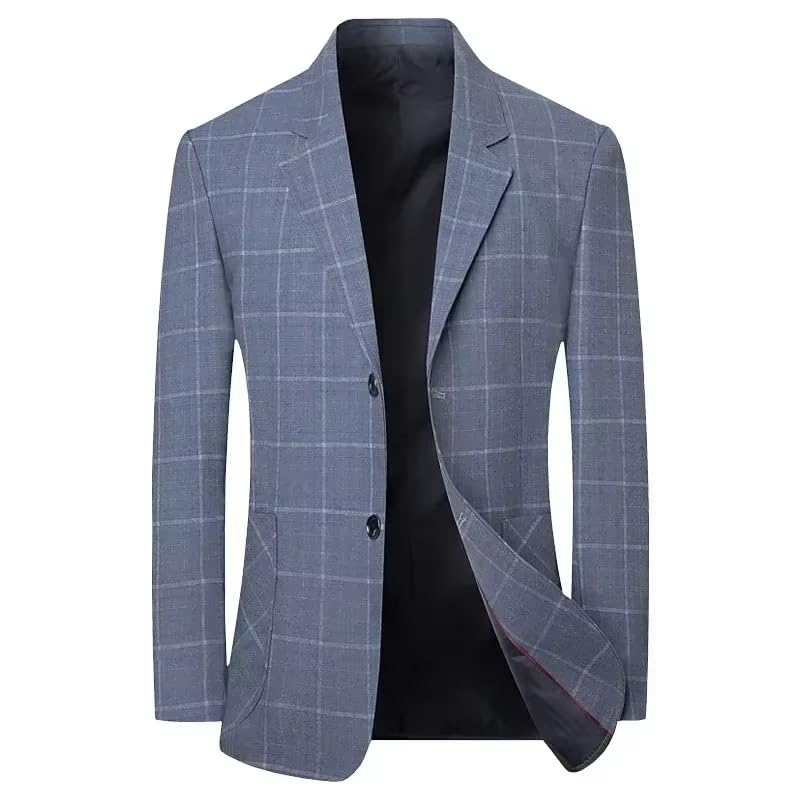 Men's Spring Blue01 Checkered Lightweight Suit Business Casual Slim Blazer for Men-Blue013