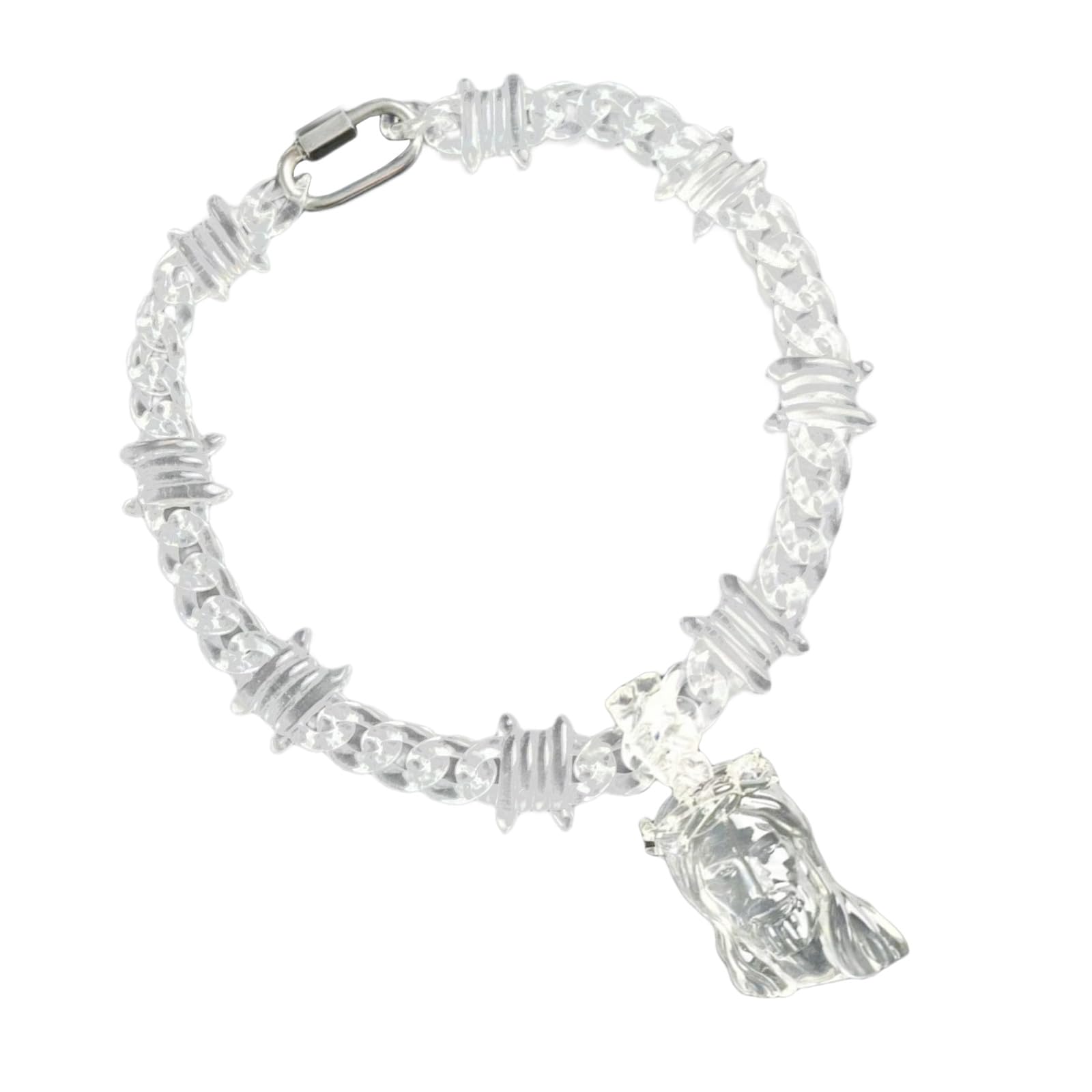 Collana girocollo in resina ovale vintage con clip esagerata con disegni ovali per feste e riunioni