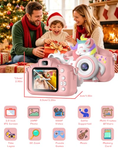 Gofunly Kinderkamera Digitalkamera mit 2,0-Zoll-Bildschirm & Karte