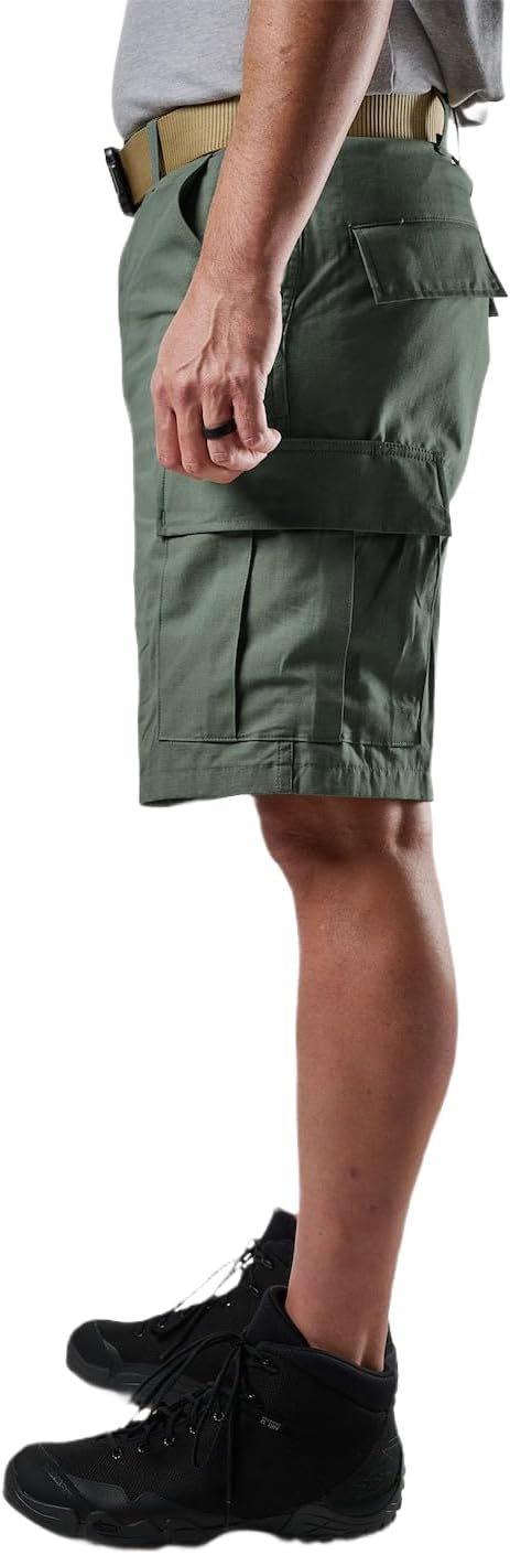 Tru-Spec Men’s Utility Cargo Shorts – 100% Cotton Rip-Stop BDU Style with Adjustable Waist