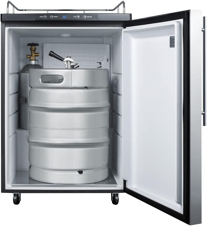 Summit Appliance SBC635MBI7NKSSHV Built-in Commercially Listed Beer Dispenser with Auto Defrost, Digital Thermostat, Stainless Steel Door, Professional Thin Handle and Black Cabinet