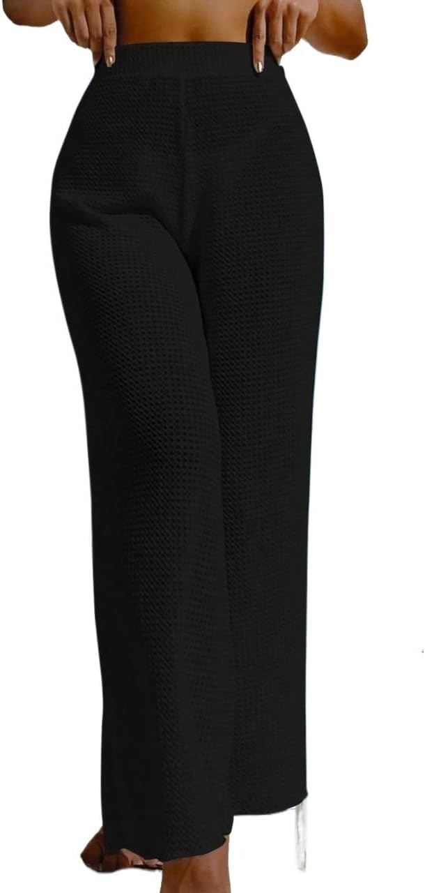 Womens Summer Beach Solid Cover Up Pants cover ups for swimwear