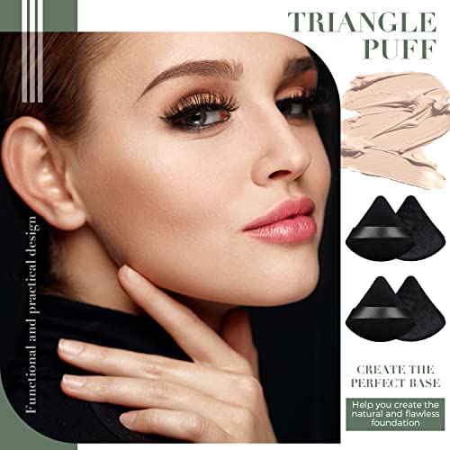 Triangle Makeup Sponge 4 Pcs Cosmetics Face Powder Puff Foundation Soft Triangle Powder Puff Velvet Powder Puff Body Powder Cushion Puff Dry Wet Powder Puff Pads for Loose Powder (Black) - Image 7