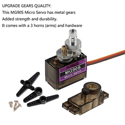 Etmall 8Pcs Mg90S Servo 9G Micro Servo Motor Metal Geared Micro Servo Motor 9G Smart Robot Car Helicopter Plane Boat Compatible Arduino Raspberry Pi Project #TOP4