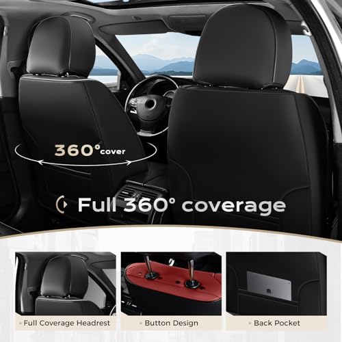 Image of Coverado Car Seat Covers, Front Covers for Cars, Car Seat Cover Front Seats, Automotive Seat Cover, Waterproof, Leather Car Seat Cushion, Universal Interior Covers Seat Protectors for Most Cars