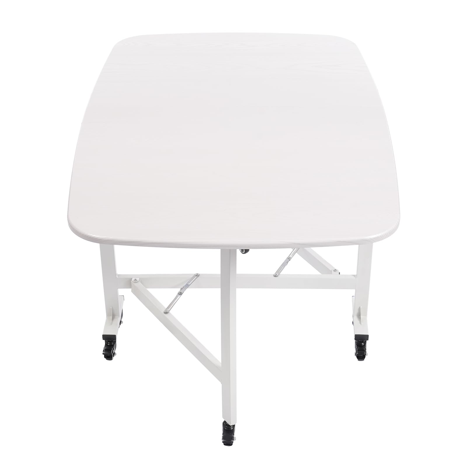 Mesa de comedor multifuncional, 3 modos plegables, mesa de comedor de cocina con 6 ruedas, adecuada para salón, cocina, oficina, ahorro de espacio (blanco)
