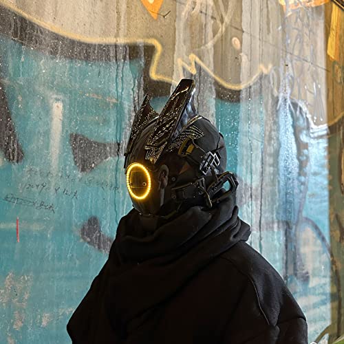Image of Techwear Mask Punk Mask Helmet,LED Light Cool Samurai Mask,Halloween Cosplay Anime mask