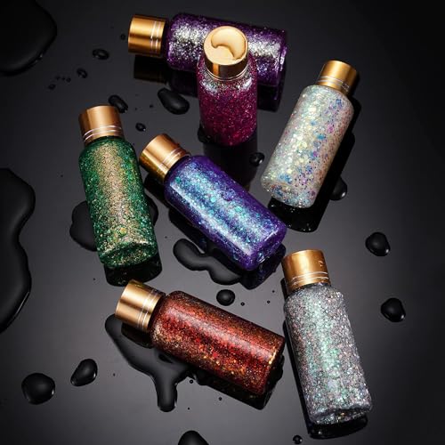 Gel holográfico com glitter corporal para rosto, corpo, unhas, super duradouro, impermeável, secagem