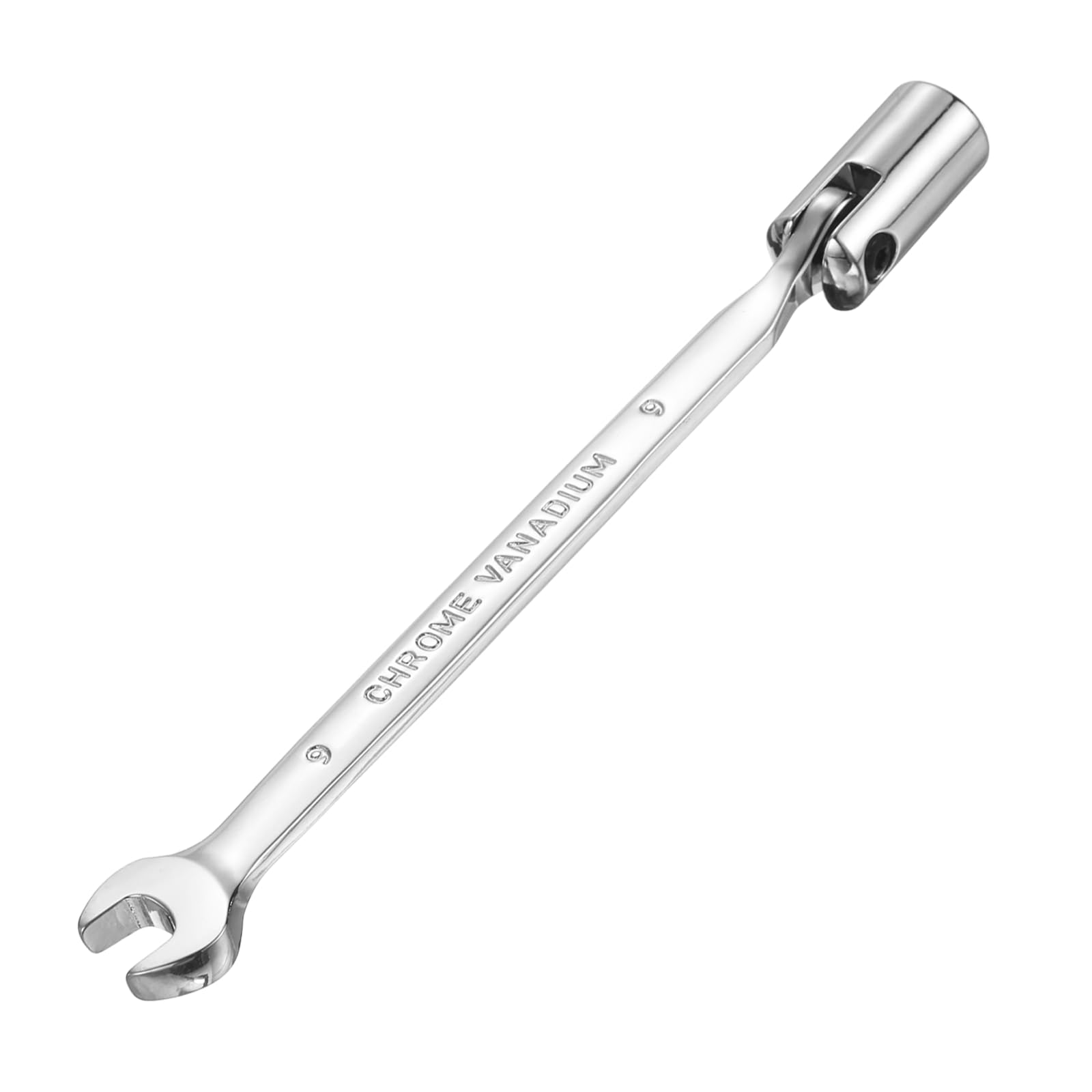 sourcing map 9mm Swivel Head Socket Combination Spanner Wrench CR-V Steel Rotary Torx Socket Head Open End Wrenches Spanner Mirror Polishing for Auto Car Repairing