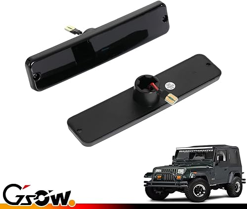 Miniatura 7 de GSOWO 2 luces LED ámbar de marcador lateral para Jeep Wrangler YJ 1987-1995 indicador de señal de giro frontal de lente ahumada lámparas laterales