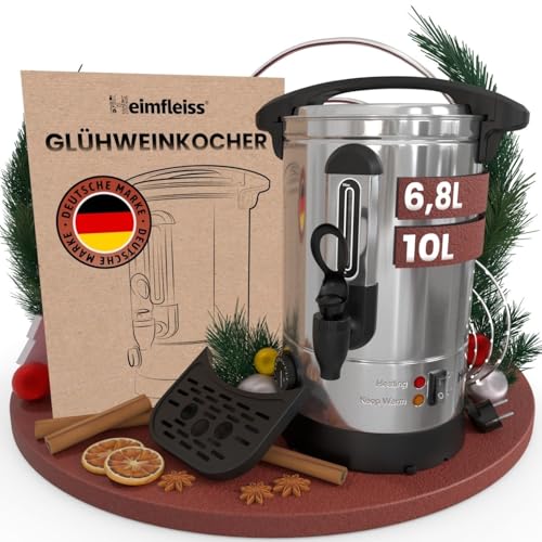 Heimfleiss® Glühweinkocher 6,8L aus Edelstahl | 1500W Einkochautomat für Glühwein, Punsch & Wasser | Glühweintopf mit Zapfhahn, Thermostat & Abtropfschale | Heissgetränkespender Heißgetränkeautomat Heimfleiss® Glühweinkocher 6,8L aus Edelstahl | 1500W Einkochautomat für Glühwein, Punsch & Wasser | Glühweintopf mit Zapfhahn, Thermostat & Abtropfschale | Heissgetränkespender Heißgetränkeautomat