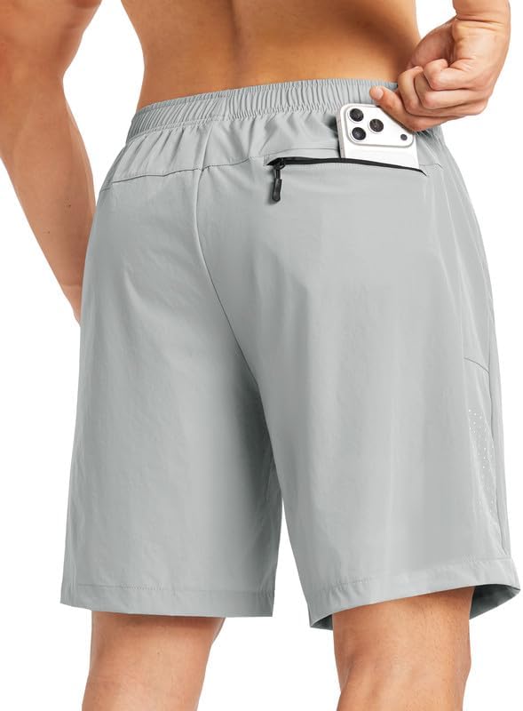 INYO Mens Athletic Short Quick Dry Lightweight Running Shorts Zipper Pockets Breathable Tennis Shorts