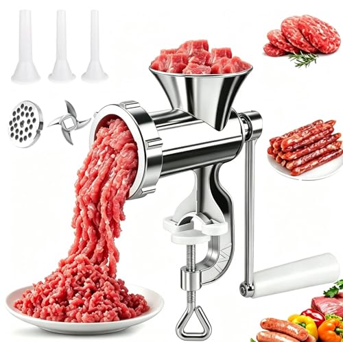 Meat Grinder Manual Mincer - 3 In1 304 Stainless Steel Meat Grinder Manual Mincer Hand Patties Hand...
