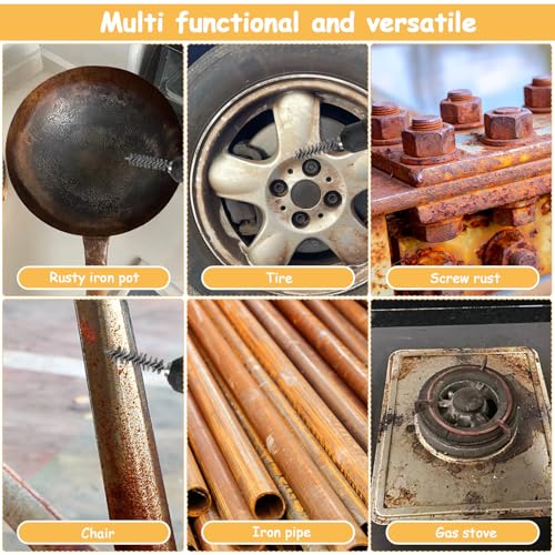 8 Stück Drahtbürste Bohrmaschine Set, Edelstahlbürste Akkuschrauber, Zylinder-Drahtbürste Rund mit Sechskantstange, Lochbürste für Polier Schleifen Entrosten, 8/9/10/11/13/15/17/19mm