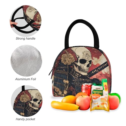 Backpack Lunch Bag Set Samurai Japanese Print, Big Storage Travel Backpacks with Insulated Lunch Box for Office Hiking Picnic4
