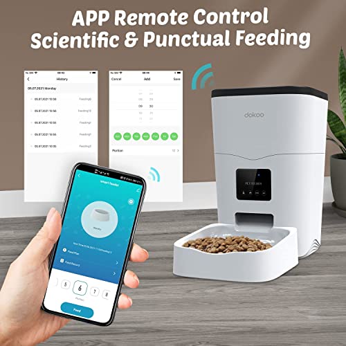 Dokoo Automatic Cat Feeders, App Control Smart Pet Food Dispenser With Portion Control&Timer Setting, Auto Dog Feeder 1-10 Meals, Voice Record, Small & Medium Pets, Bpa-Free, 2.4G Wi-Fi Only, 3L/13Cup #TOP1