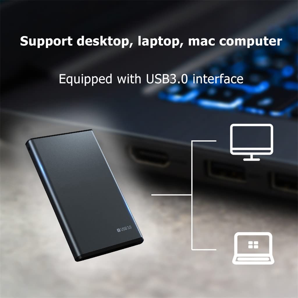 2.5 HDD Mobile Hard Drive USB3.0 Disco Rigido Mobile Lungo 500GB 1TB 2TB Storage Disco Rigido Esterno Portatile per Laptop(Size:2TB)