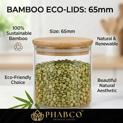Image of 65 mm Bamboo Wooden Lid for Glass Jars with Silicone Seal Ring | Airtight Replacement Lid | Natural Eco-Friendly Reusable Lid for Kitchen Storage Containers