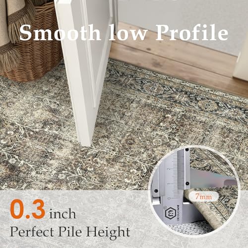 PureCozy 8x10 Washable Area Rug Brown for Living Room Vintage Non Slip Low Pile Carpet Soft Traditional Distressed Throw Rug for Dining Room Bedroom Hallway Indoor by PureCozy - Image 6