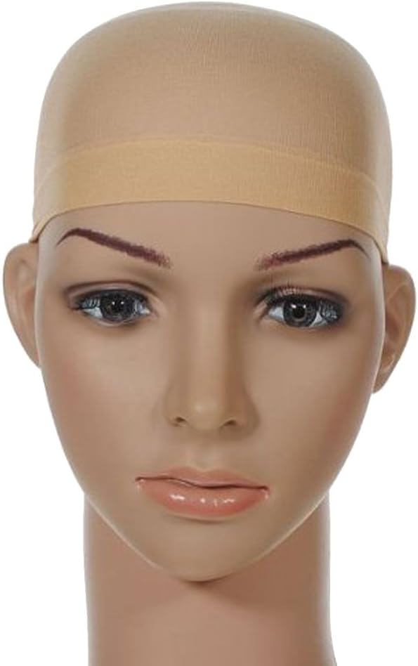 OMORFIEER Wig Caps, Stocking Caps For Wigs Stretchy Nylon Wig Caps For Women Beige (2pcs)