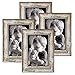 Q.Hou Picture Frames 5x7 Rustic Brown Whitewash Wood Color High Purity Silica Glass Photo Frames 4 Packs for Tabletop or Wall Mount (QH-WPC-1-5X7)