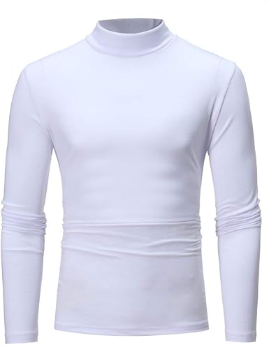 Sudadera De Cuello Alto para Hombre Camisa De Cuello Alto Especial Estilo  De Manga Larga para Hombre Camisa De Cuello Alto Blusa De Corte Slim (Color  : Blanco, Size : L): Amazon.es: