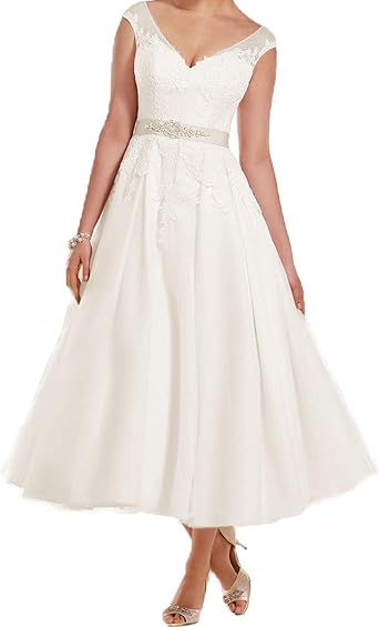 amazon tea length wedding dresses