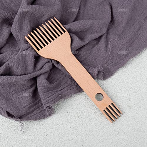 Auear, Wooden Weaving Loom Comb, Double-Ended Weaving Loom Comb Handcraft Tapestry Rug Diy Braided Tools For Diy Handcrafts Woven Making Crafts #TOP3