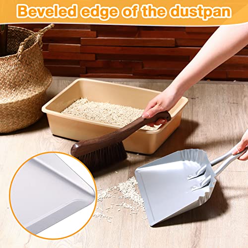 mumufy 4 pack 12 inch heavy duty metal dustpan large wide dust pans for household handheld wide scooper and debris cleaning tool ideal for home and commercial use silver