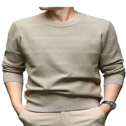 Men's Long Sleeve Round Neck Sweater Men's Casual Fashion All Match Knitted Sweater for Autumn and Winter
