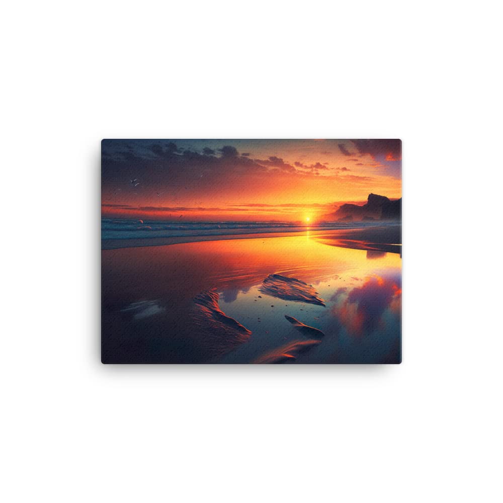 Art mural de paysage de coucher de soleil à la plage tableau peinture déco