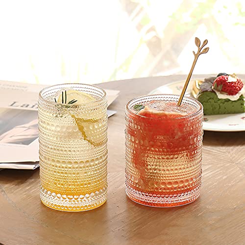 Bandesun Romantic Highball Glasses Set Of 6, 12 Oz Hobnail Glassware, Embossed Vintage Drinking Glasses For Beer, Cocktail, Soda, Beverage #TOP5
