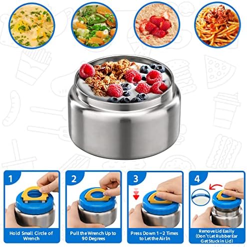 MAISON HUIS Soup Thermos for Youngsters Sizzling Meals 8 oz, Vacuum Insulated Meals Jar Thermos for Sizzling Chilly Meals Leak Proof Insulated Lunch Container Stainless Metal Thermal Extensive Mouth for College (Blue) 3 51KddM+h7ZL. AC