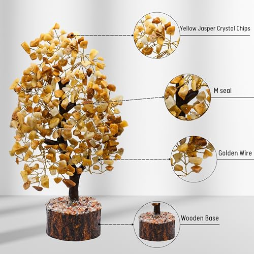Image of Crystal Heaven Certified Yellow Jasper Tree for Good Luck - Healing Crystals Money Tree for Wealth, Positive Energy at Home Office - Decorative Spiritual Gifts for Vastu, House Warming, 25 cm