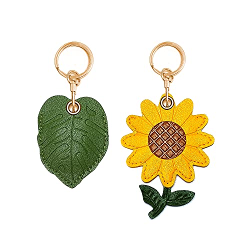 Image of CATCH ON 2 Pack Leather Keychain Case Holder, Cute Kawaii Accessories Suitable for Airtag