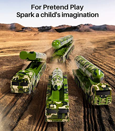 Geyiie Army Toys For Boys Age 4-7, Military Car Toys With Missile Launcher, Die Cast Army Truck Cargo Vehicles For Kids Toddler Girl 3+ Years Old Boy Birthday Gift, 4 Pack #TOP1