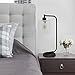 Simple Designs LD1036-BLK Bronson Antique Style Industrial Iron Lantern Desk Bedside Glass Shade Table Lamp, Black