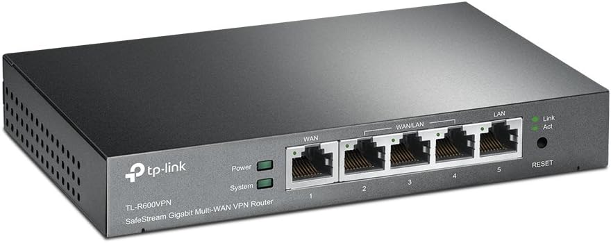TP-Link Safestream Multi WAN VPN Router | 1 Gigabit WAN+3 Gigabit WAN/LAN+1 Gigabit LAN Port | IPsec/L2TP/PPTP VPN Supported| SPI Firewall | DoS Defense | Lightning Protection(TL-R600VPN)