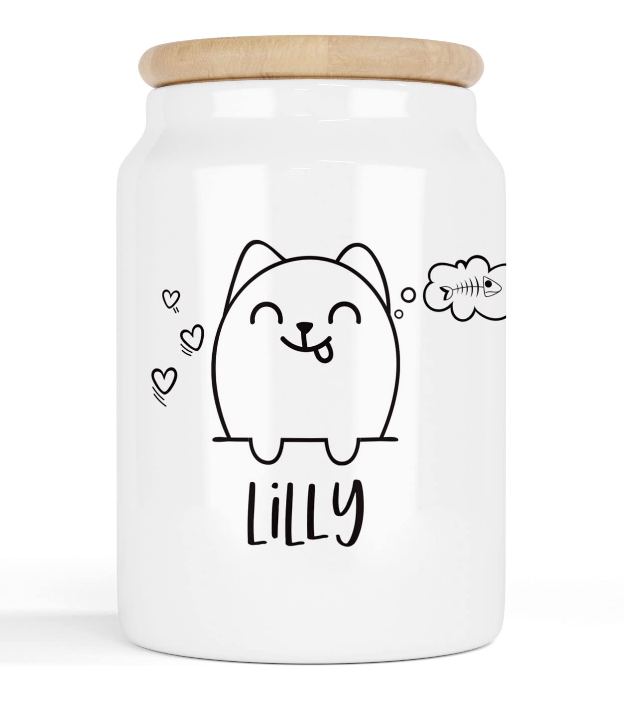 Selket's Shop Keramik Leckerli Dose Katze – personalisiert mit Name – Keksdose für Snacks, Trockenfutter & Leckerlis