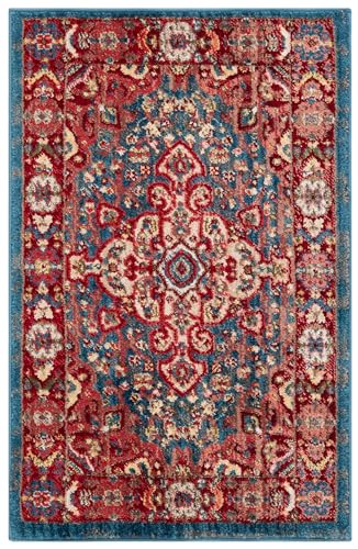 Tapete decorativo SAFAVIEH Kashan 2'6" x 4' Azul y Rojo miniatura 1