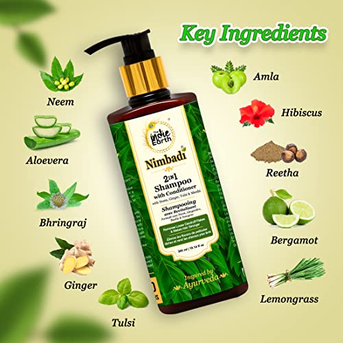Image of The Indie Earth Nimbadi 2-in-1 Shampoo with Conditioner for Healthy Hairs, Inspired By Ayurveda & Formulated with Neem, Basil, Ginger, Tea Tree & Other 19+ Precious Extracts 300 ml