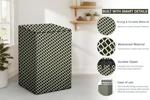 Image of Stylista Waterproof and Dustproof Polyester Washing Machine Cover Compatible for Godrej 7.5 Kg Fully-Automatic Top Loading WTEON ALP 75 5.0 FDTN GPGR, Check Coffee
