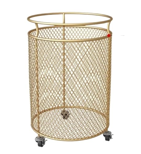 Panier à linge sale pour salle de bain, bac de tri en métal doré mobile