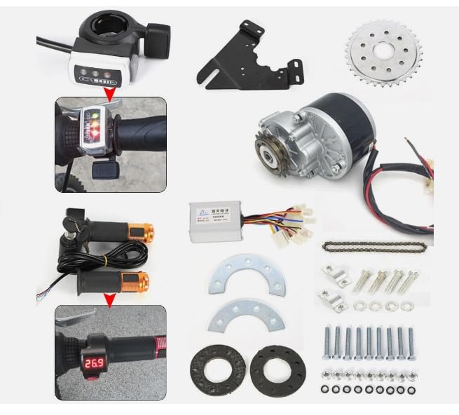 Konfiur 24V 250W Elektrofahrrad Umbausatz, Ebike Conversion Kit Fahrrad Motor Kit Hinterrad Heckmotor Bürstenloser Motor, E-Bike Hinterrad Umbausatz für E-Bikes Kleiner als 36 mm