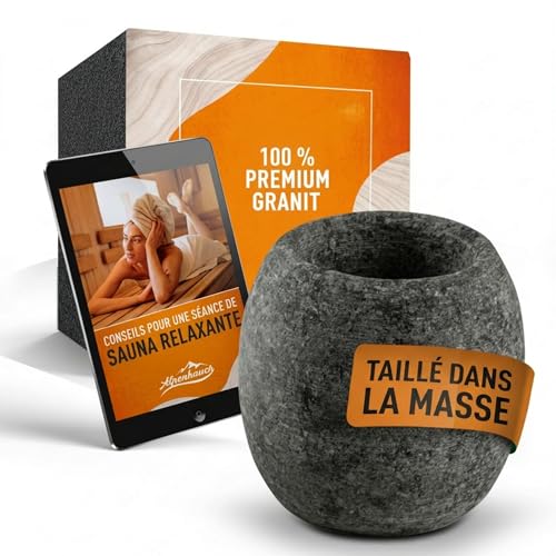 ALPENHAUCH Œuf de sauna en pierre de stéatite massif [5x5cm] - Bol aromatique pour sauna résistant à la chaleur pour un parfum intense - Œuf de sauna naturel pour...